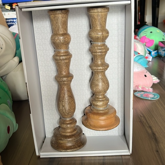 Huntington Home Other - Wood Taper Candle Holders - 2 Hand-crafted of Mango Wood for standard taper NWT